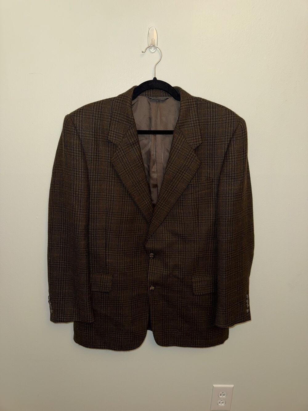 Gieves & Hawkes Savile Row Blazer Sport Coat Men 40R Brown Henry Plaid 100% Wool